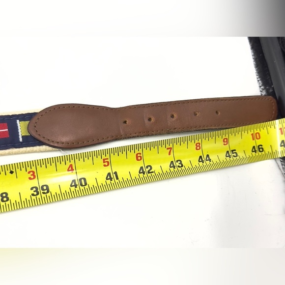 Zep Pro Mens Nautocal Code Flag Belt Size 44 Leather Brass Buckle Made In USA - Picture 8 of 12